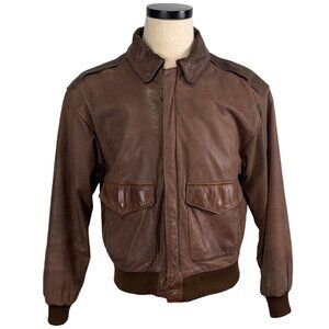 Vintage 80s G-III Leather Bomber Jacket Brown Small